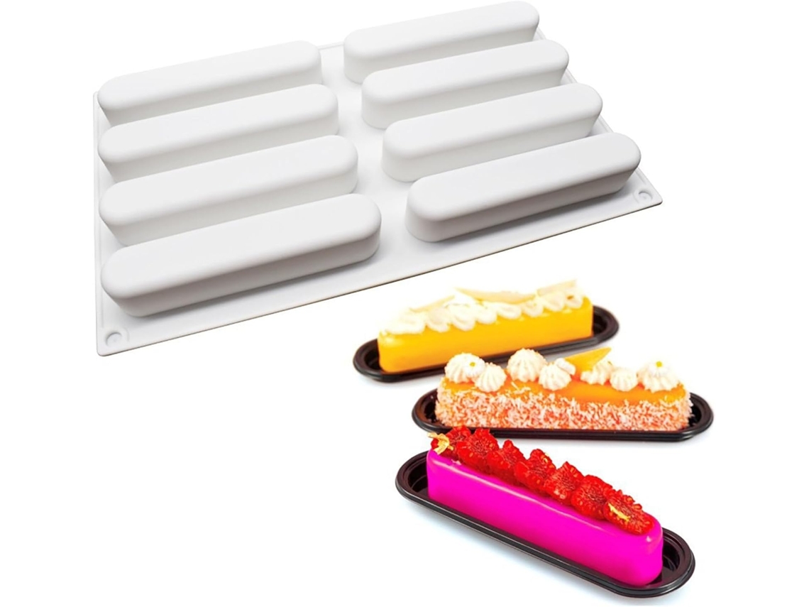 Forma Oval De Silicone Com 8 Cavidades Para Éclairs E Mousses, Pastelaria Francesa, 163g