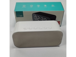 Coluna Bluetooth Despertador Espelho Display Áudio Multifuncional com Modo de Alarme Duplo Brilho de 3 Níveis Branco