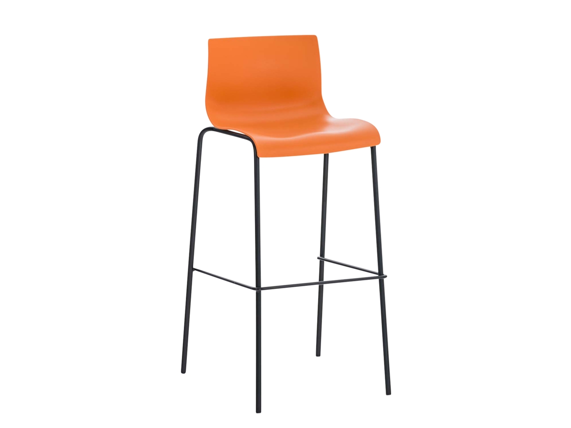 Banco de bar Hover estrutura de plástico com 4 pernas laranja/preto CLP