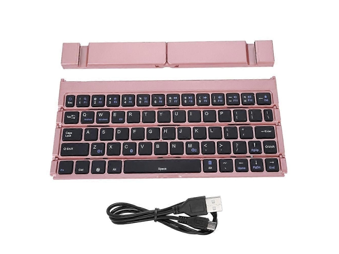 Teclado Sem Fio Bluetooth 3.0 Dobrável Universal Portátil para Laptop Tablet Telefone Ouro Rosa TAISHENGDA