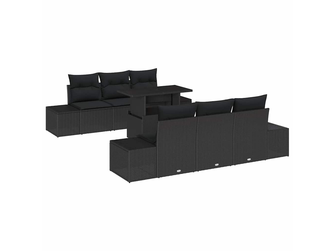 Maison Exclusive - Conjunto De Sofá De Jardim Com Almofada 7 Pcs Preto