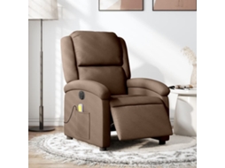 Vidaxl Poltrona De Massagens Reclinável Elétrica Tecido Castanho