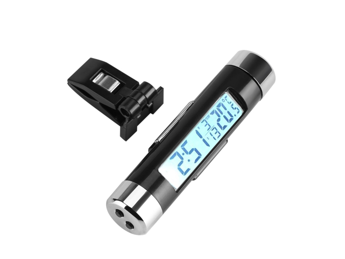 Termômetro Digital Para Carro Com Clip Relógio Lcd Com Luz De Fundo Branca Para Automóveis