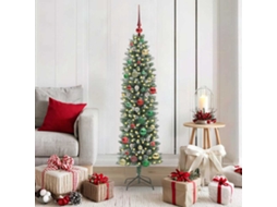 Vidaxl Árvore Slim De Natal Artificial Verde E Branco 150 Cm