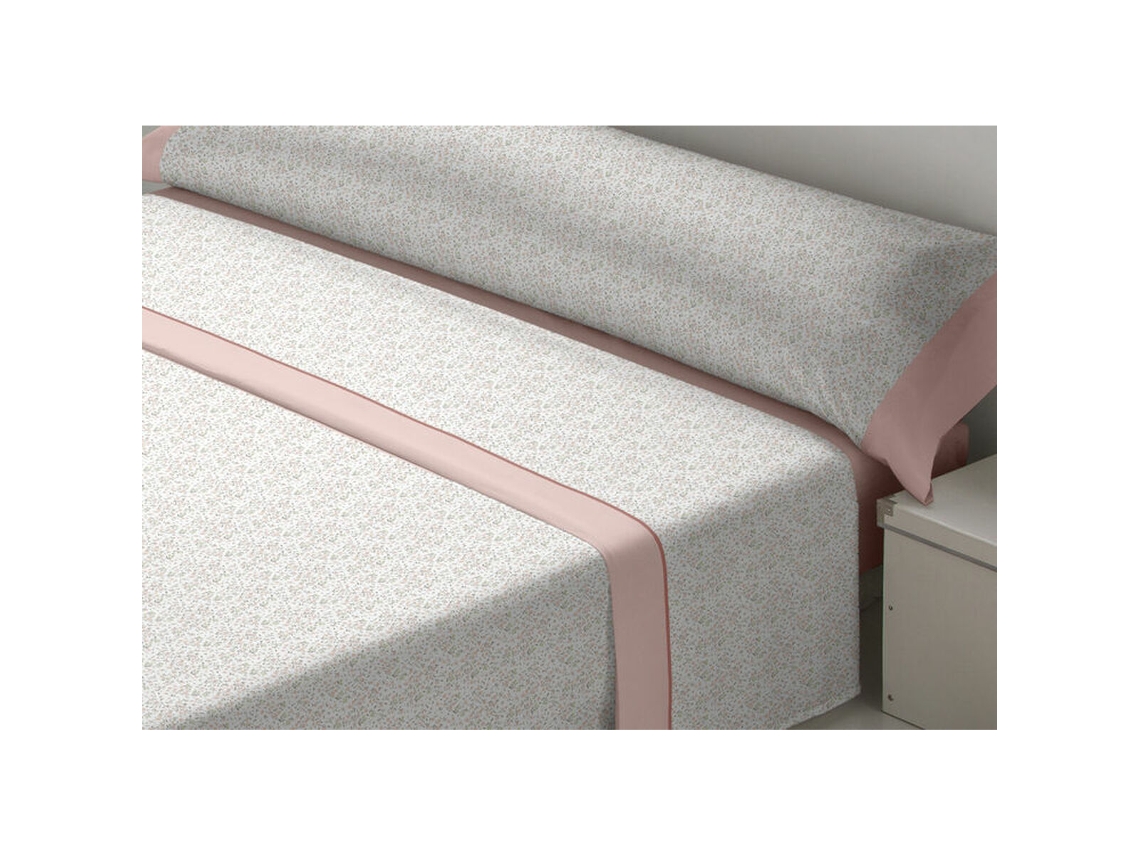 Conjunto De Lençol Dor Lavanda Algodão Rosa (180x200)