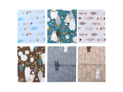 6 Peças de Tecido de Algodão Estampado para Costura e Artesanato