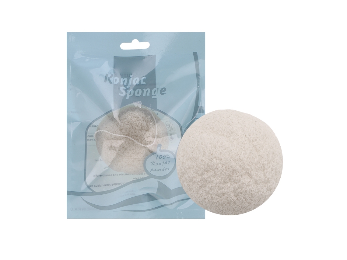 Esfregão Konjac Natural Limpeza Facial Semi-circular Húmida Seca