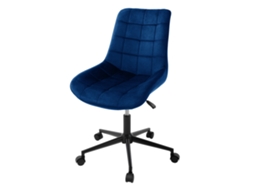 Cadeira de Escritório com Rodízios Azul com Capa de Veludo e Estrutura Metálica ML-DESIGN