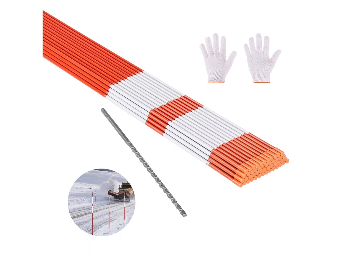 Conjunto De 100 Postes Refletivos De Fibra De Vidro Laranja De 1829 Mm Para Sinalização Rodoviária Tekmaquinas