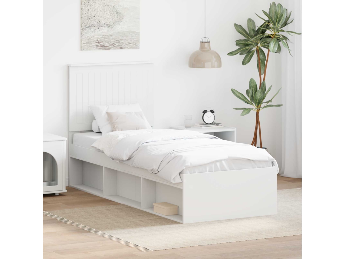 Vidaxl Estrutura Da Cama Branco 75 X 190 Cm Madeira De Pinheiro Sólida