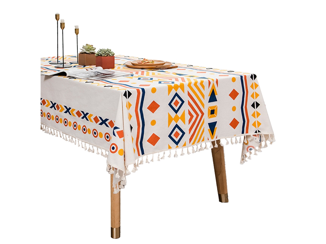 Toalha de Mesa Retangular de Borla de Arte de Pano Livre de Lavagem para Jantar e Homestay Estilo À Prova D'Água e À Prova de Óleo3
