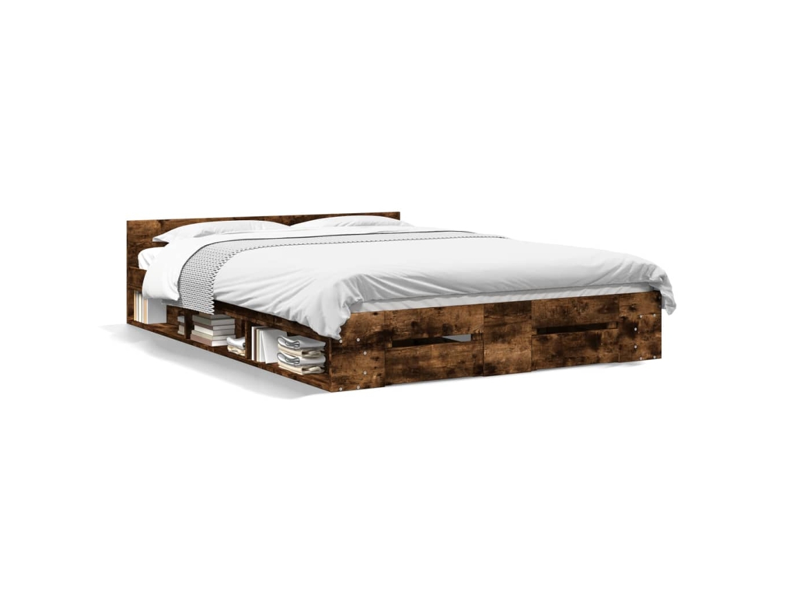 Bed Frame, Bed Frames Vidaxl Marrom Madeira Processada (140 X 200 Cm)