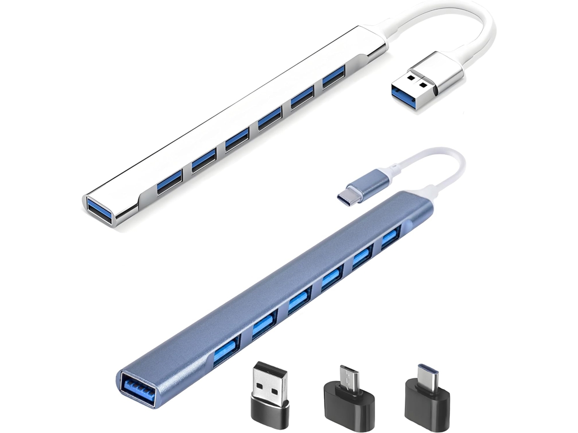 Hub Usb-c Para Usb Com 7 Portas, 3.0 Portas E 3 Adaptadores.