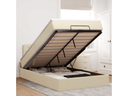 Vidaxl Cama Otomana com Colchão Leds 120x190cm Tecido Creme