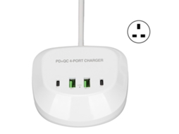 Estação de Carregamento Usb T3p+ 4 Portas com 2 Type C e 2 Qc3.0 para Celulares e Tablets