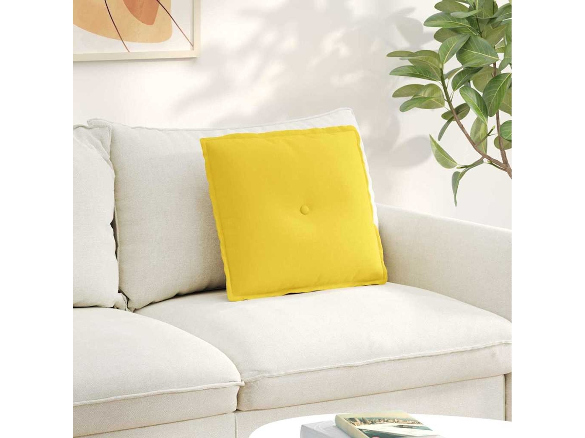 Vidaxl Travesseiro Para Costas Amarelo Claro 50 X 19 X 45 Cm Tecido