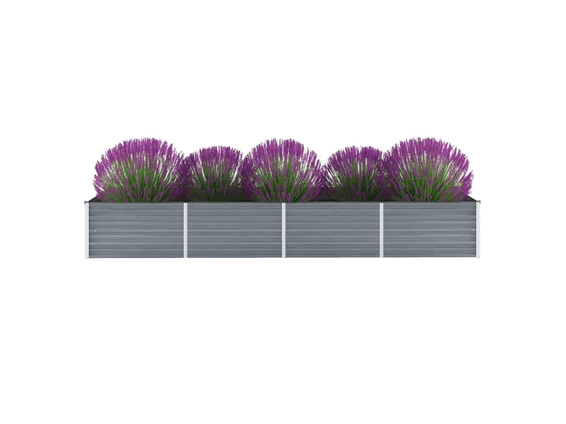 Vidaxl Canteiro Elevado De Jardim Aço Galvanizado 320x80x45cm Cinzento
