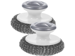 Conjunto De 2 Escovas Lavar Louça Em Aço Inoxidável Com Cabo