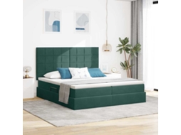 Vidaxl Cama De Armazenamento Led Com Colchão Verde-escuro 180 X 200 Cm