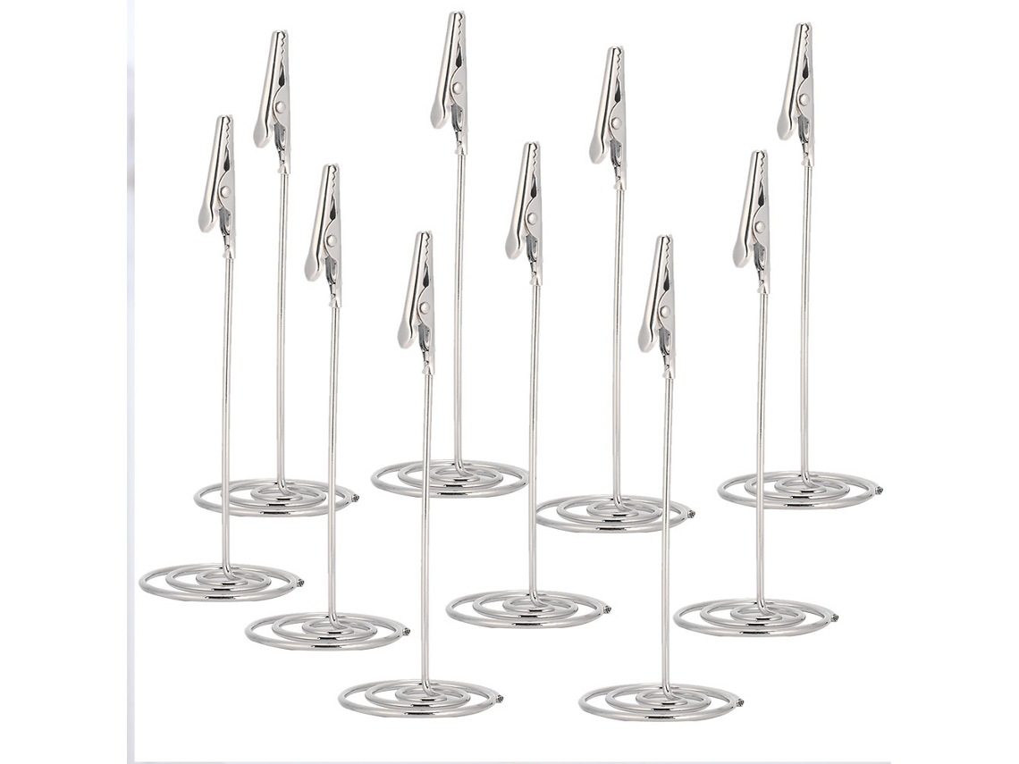 10 Peças De Clip De Mesa De Metal Para Portatarjetas, Portaretratos E Notas Prata Para Escritório