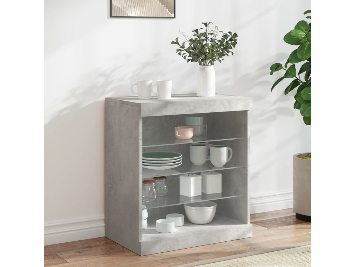 Aparador con luces LED 60,5x37x67 cm Gris Cemento