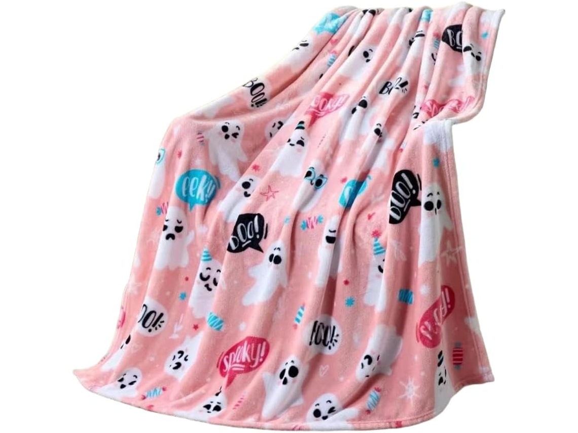 Manta de Halloween Pelúcia Super Macia Syjym com Chapéu Bruxa e Teia Aranha Decorações, Macio, Quente, Ideal
