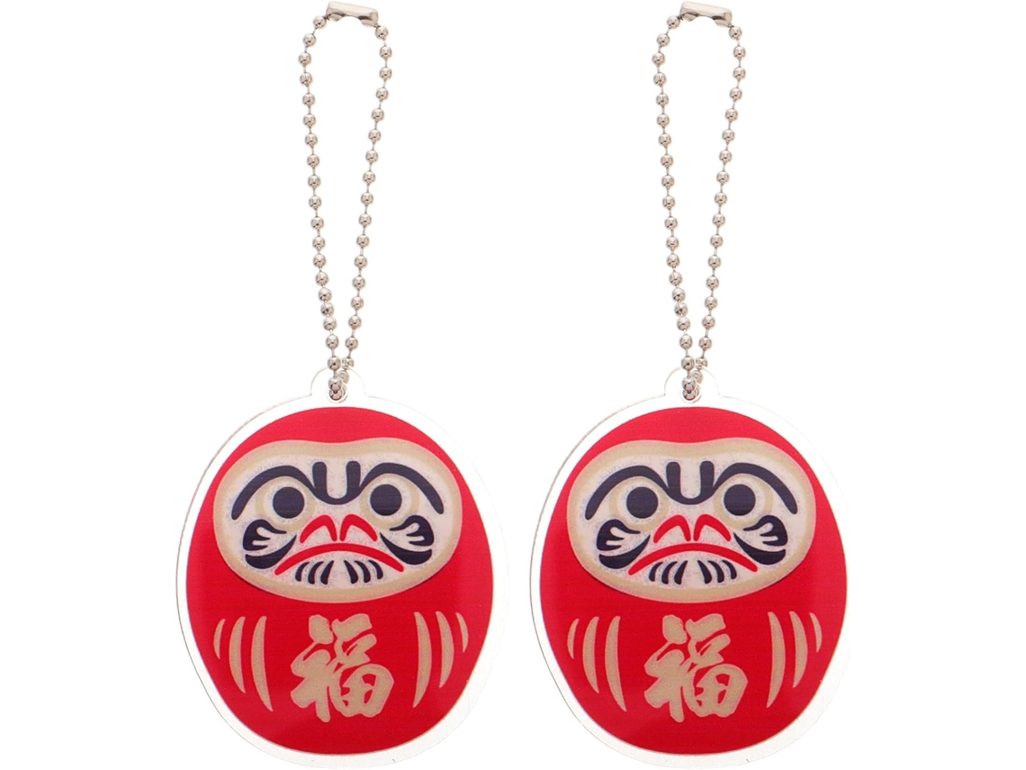 Chaveiro Daruma Conjunto De 2 Pingentes Berloques Para Telefone E Bolsa Estilo Japonês Acabamento