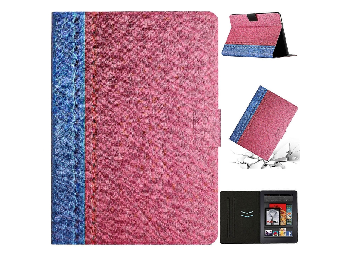 Capa De Couro Sintético Para Tablet Amazon Kindle Paperwhite 4 / 3 / 2 / 1, Com Costura Em Cor Sólida.