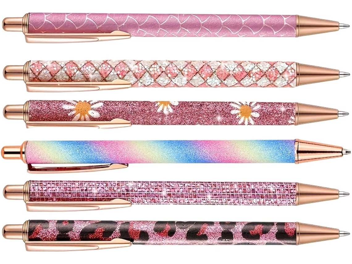 Canetas Bonitas– Conjunto De 6 Marcadores De Texto Com Glitter, Estéticos E Ergonômicos, Ideais Para