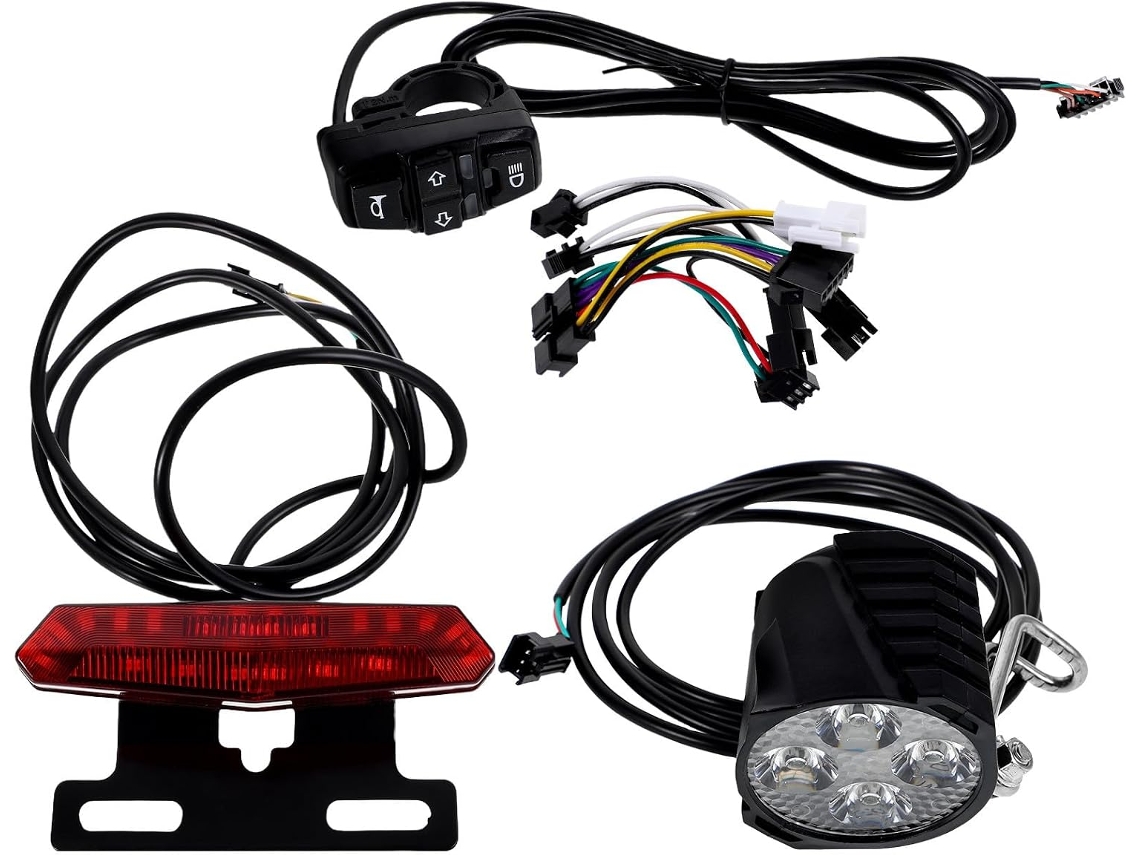 Kit De Luzes Elétricas Para Bicicleta Com Interruptores Seta E Buzina.