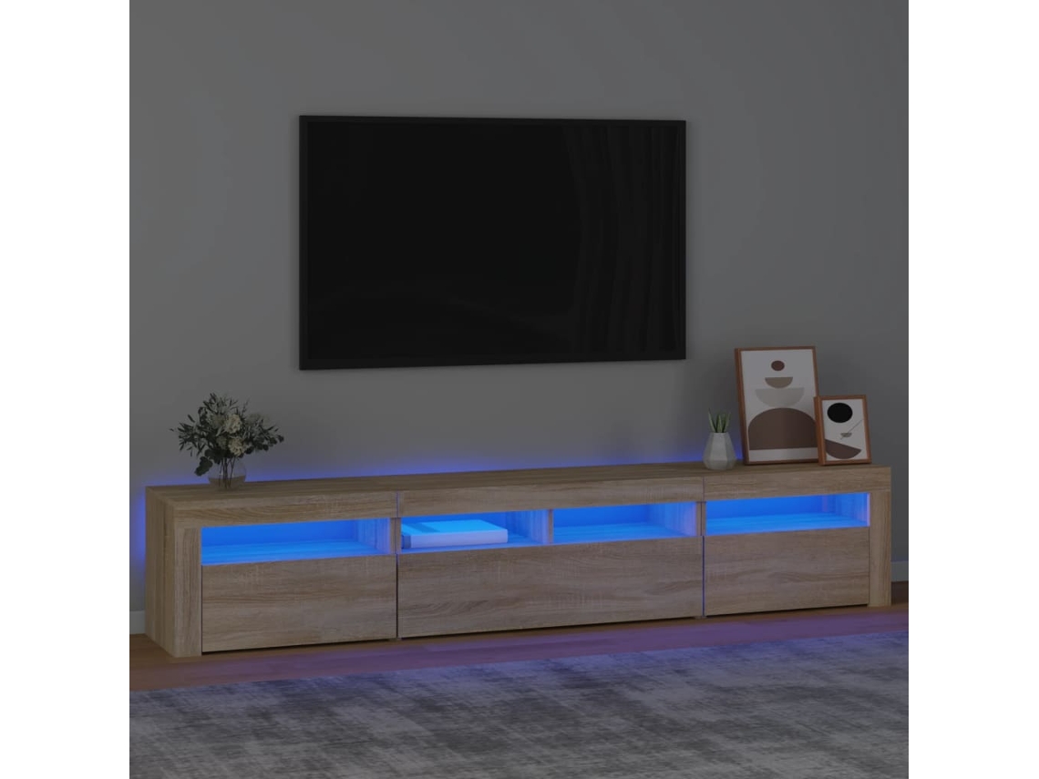 Vidaxl Móvel De Tv Com Luzes Led 210x35x40 Cm Carvalho Sonoma