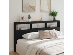 Vidaxl Armário De Cabeceira Com Luzes Led 200x17x102 Cm Preto