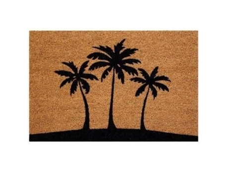 Idmat Tapete De Coco Natural Com Sola De Pvc - 40 X 60 Cm - Espessura 15 Mm - Palmeiras