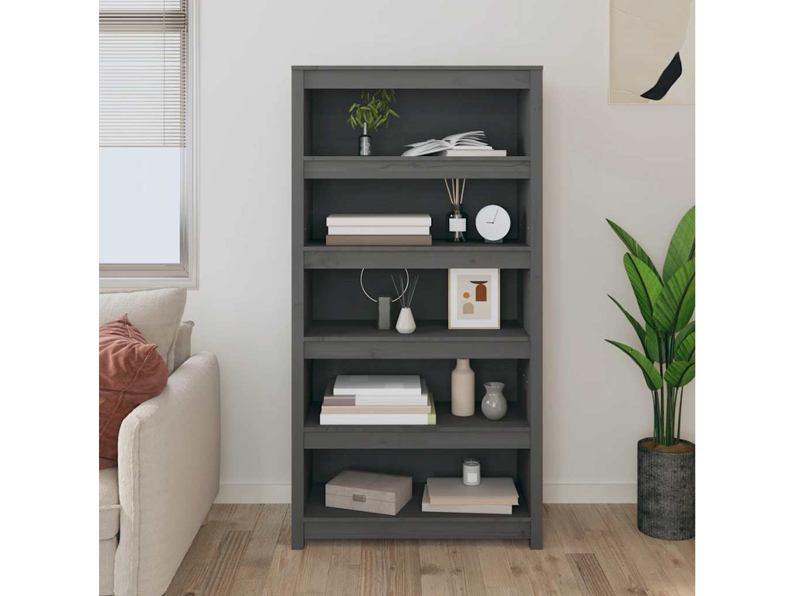 Vidaxl Estante 80x35x154 Cm Madeira De Pinho Maciça Cinza