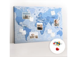 Painel De Cortiça Para Parede Mapa-múndi Político Para O Quarto Das Crianças Espelharte (120x80 Cm)