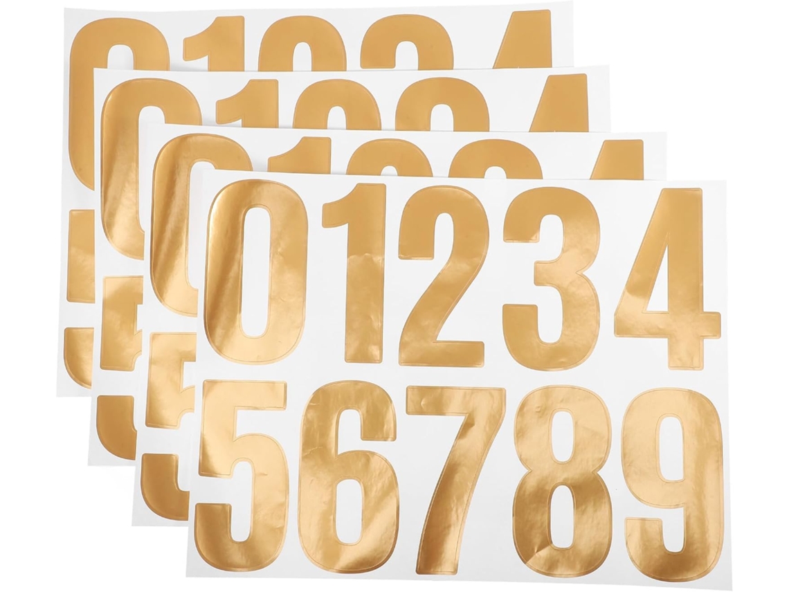 Conjunto de 4 adesivos numéricos à prova d'água para caixas postais e números residenciais.