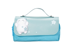 Estuche de Lápices 3d Gatito Con Mango Capacidad Grande Cute Estuche de Bolígrafos para Aliviar El Estrés Azul