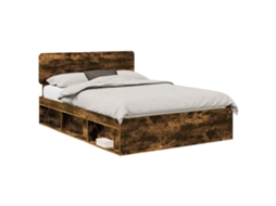 Estrutura da Cama com Cabeceira Carvalho Defumado 140x190 cm MAISON EXCLUSIVE