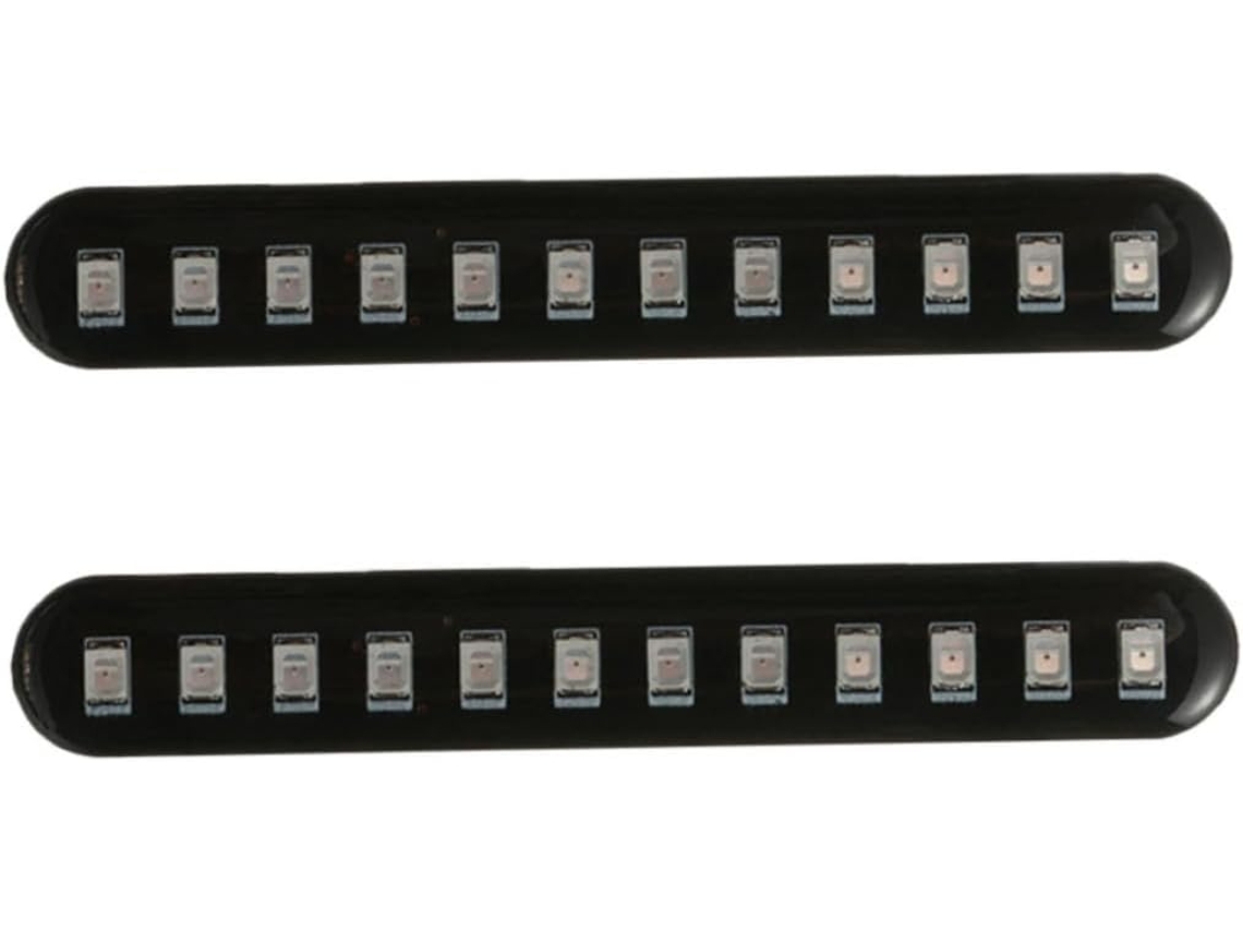2 Barras De Led, 12 Leds Para Motocicleta, Luz De Posição E Pisca, Montagem Adesiva Em Abs, 2 Peças, Para Uso Na Placa