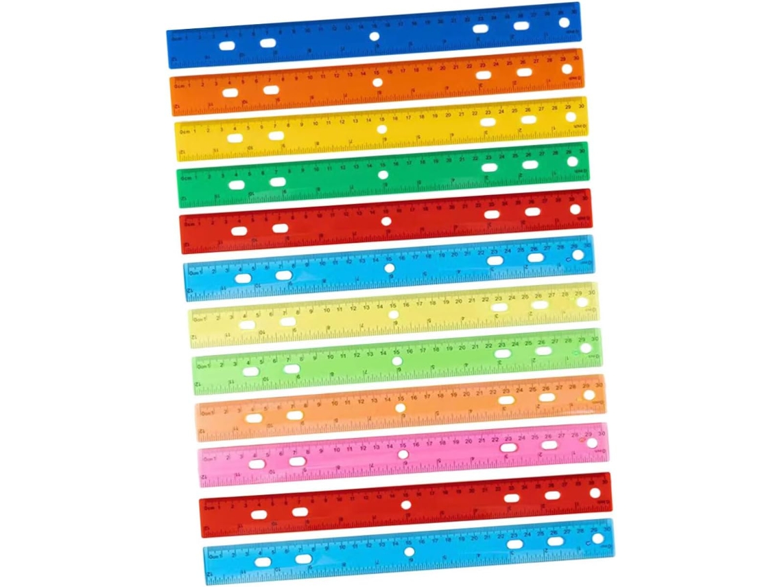 Conjunto De 12 Réguas De Plástico Coloridas Para Medição, Ideais Para