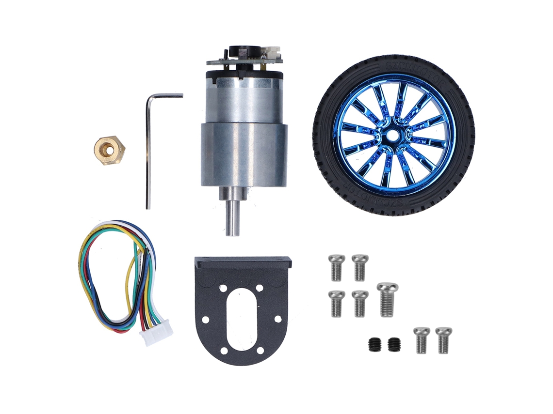 Kit Motor Encoder Eixo 6mm Com Suporte Para Carro Inteligente Robô Diy Dc6v Jgb37‑520 20rpm