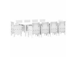 Conjunto 11 Conjunto De Jantar Para Jardim Vidaxl Branco Polipropileno (250 X 100 X 73 Cm)