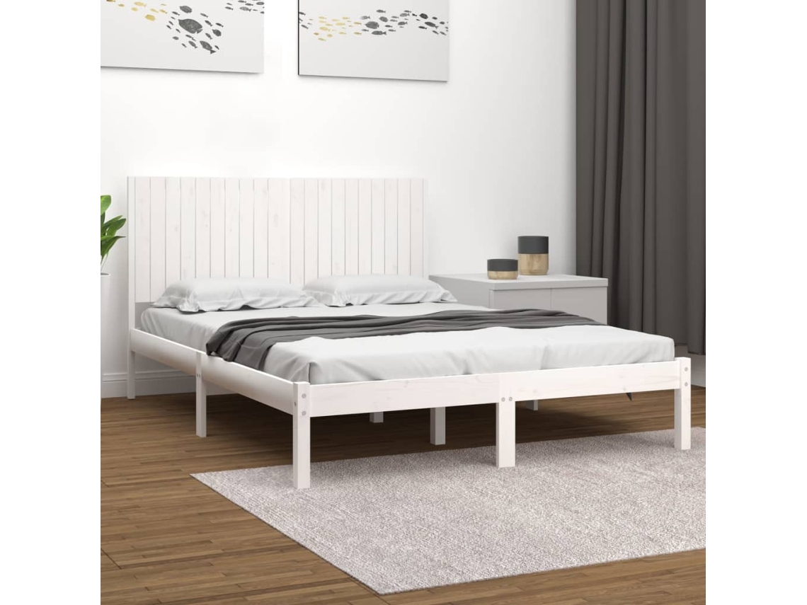 Vidaxl Cama Sem Colchão 200x200 Cm Madeira De Pinho Maciça Branco