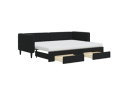 Daybed With Trundle, Daybeds With Trundles Vidaxl Preto Veludo (80 X 200 Cm)