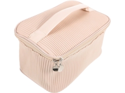 Nécessaire De Viagem Em Couro Pu Bege Com Vários Bolsos Com Zíper.