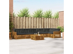 Vidaxl Conjunto De Sofás Para Exterior 7 Unid. Natural E Antracite