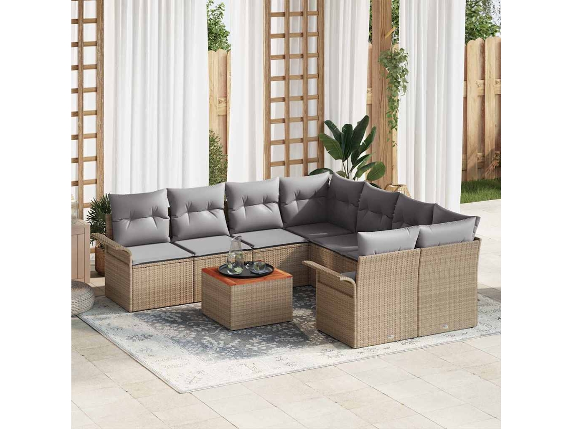 Vidaxl Conjunto De Sofá De Jardim 9 Unid. 8-número De Lugares
