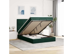 Vidaxl Estrutura Cama Otomana Colchões 140x200 Cm Veludo Verde Escuro