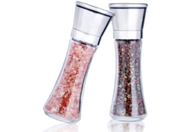CONJUNTO DE MOEDORES AQUAFORGE sal e pimenta, com recipiente, ajuste de moagem