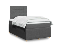 Vidaxl Cama Com Molas/colchão 120x200 Cm Tecido Cinzento-escuro